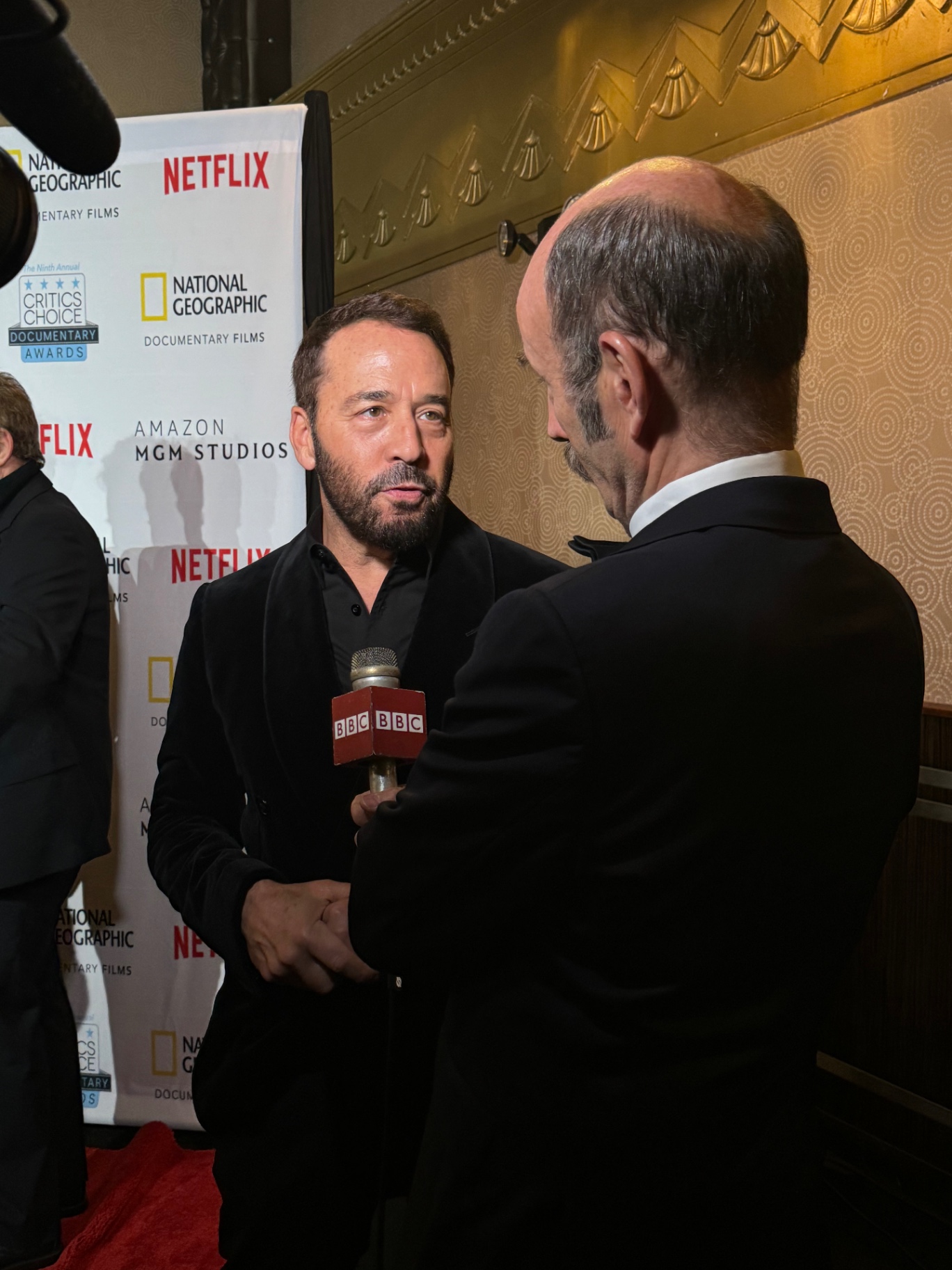 BBC interview on the Critics Choice Documentary Awards red carpet.