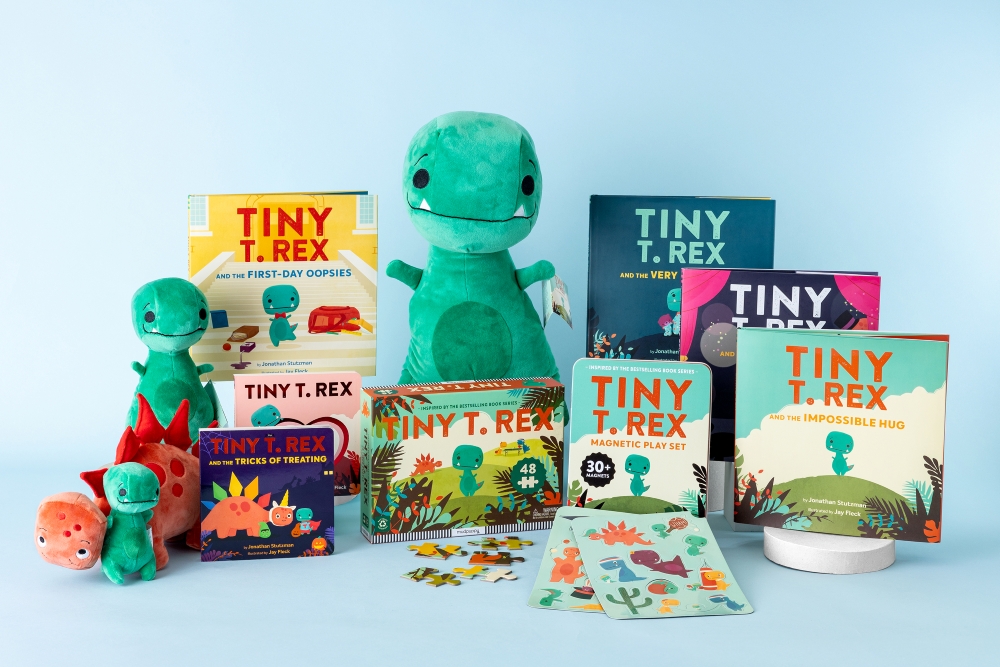 Tiny T. Rex plush toys, picture books, board books, magnetic play set, and puzzle — the bestselling children's book franchise by Jonathan Stutzman and Jay Fleck